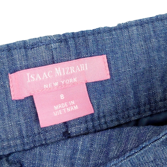 NWT Isaac Mizrahi Womens 8 Trouser Short Indigo Chambray Shorts - Picture 5 of 5